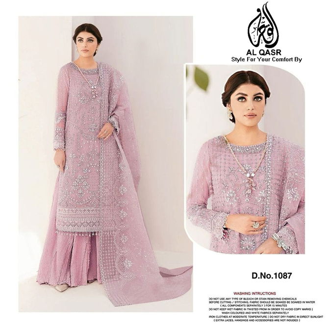 1087 AL-Qasr Georgette Embroidery Pakistani Kurti With Bottom Dupatta Wholesale In India